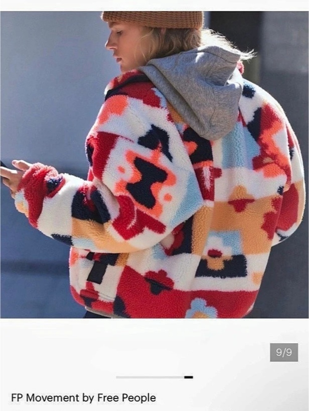 Free People Movement Hit the Slopes Patterned Fleece Coral Jacket